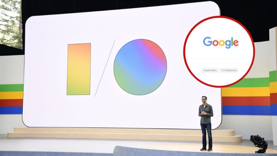 Fotografía cedida por Google que muestra al director ejecutivo, Sundar Pichai, hablando durante el evento anual de desarrolladores, Google I/O, 1.5 Flash, este martes en la sede de la empresa en Mountain View, California