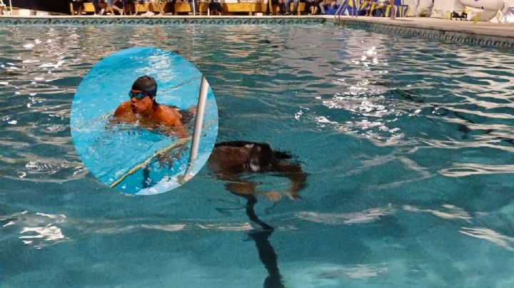 Nadador paralímpico nada 12 horas seguidas en Veracruz
