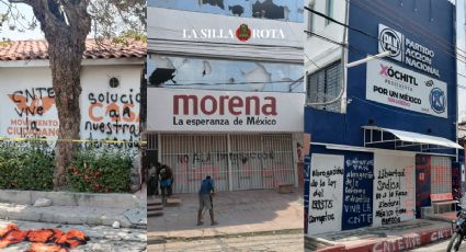 Maestros de la CNTE destrozan y queman sedes de partidos en Tuxtla Gutiérrez