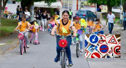 Realizan niños “Tour de letras en bicicleta” acompañados de adultos mayores