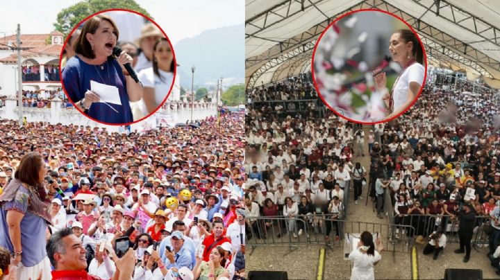 Claudia y Xóchitl miden fuerzas en cierres regionales, congregan a miles de simpatizantes