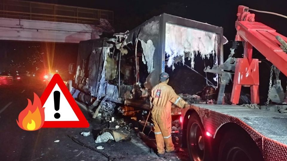 Esto se sabe del incendio de tráiler con medicinas en autopista de Veracruz