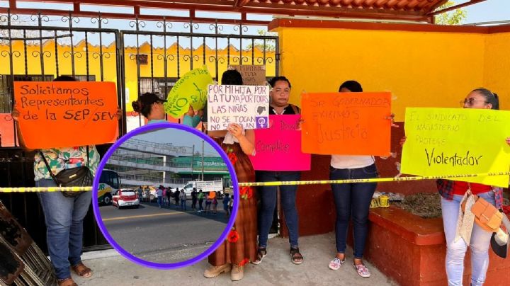 Protestan por liberación de maestro señalado por acoso de alumnas en Cosoleacaque