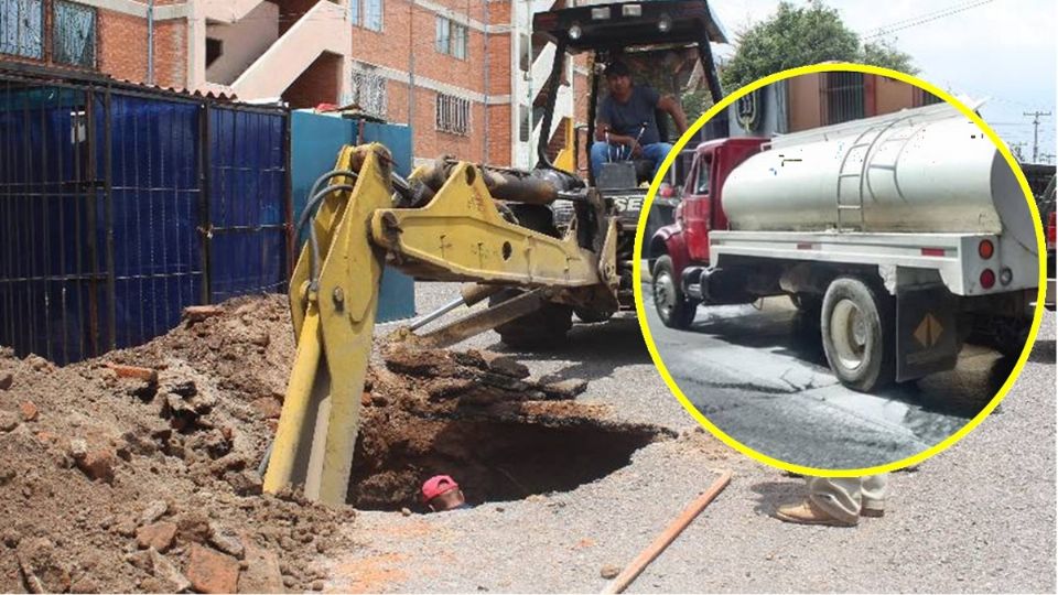 Cae pipa de agua en socavón provocado por fuga de agua en Tultitlán