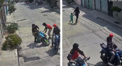 Edomex: Asaltantes roban moto a mujer e hijo en solo 18 segundos en Chimalhuacán | VIDEO