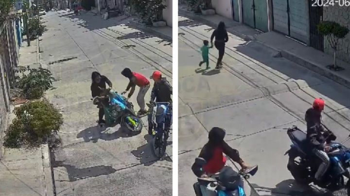 Edomex: Asaltantes roban moto a mujer e hijo en solo 18 segundos en Chimalhuacán | VIDEO