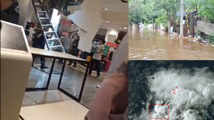 Plaza Altabrisa de Mérida colapsa techo; inundaciones también en Chiapas | VIDEO