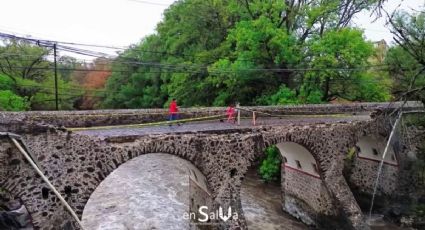 Por las lluvias se desmorona barda del antiguo Puente de Batanes en Salvatierra