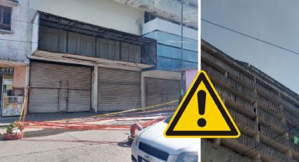 Alarma en Veracruz: se desprende parte del techo de edificio en el centro