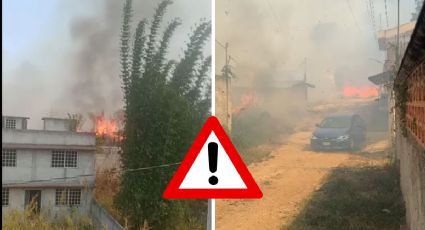 Evacúan casas en El Lencero por incendio de pastizal cerca de Xalapa