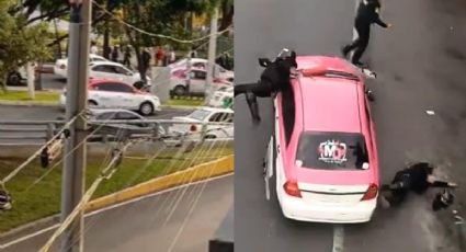 Tlalpan: Taxistas se enfrentan con policías en Insurgentes Sur | VIDEOS