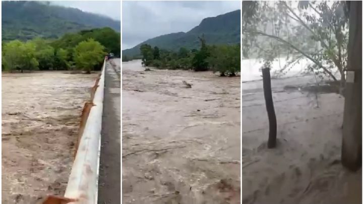 Tensión en Atlapexco: río se desborda en algunas partes; así luce de lleno | VIDEO