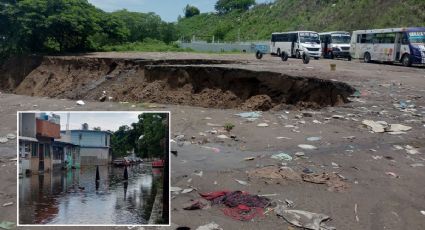 Socavones, calles y casas inundadas, el saldo de las fuertes lluvias en Veracruz