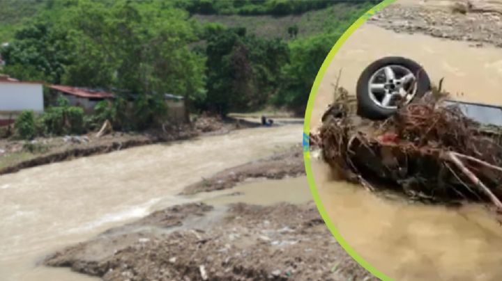 Lluvias en Hidalgo: corriente del río arrastra camioneta con su conductor adentro