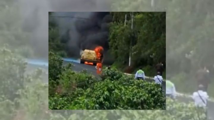 Se incendia camioneta de valores y se quema todo el dinero, en Veracruz