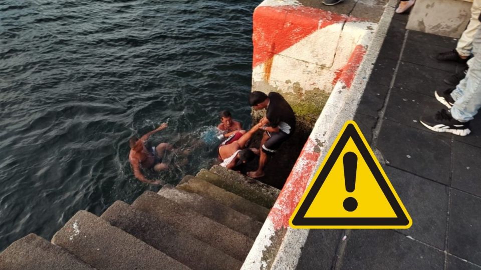 Un joven ebrio cayó al mar