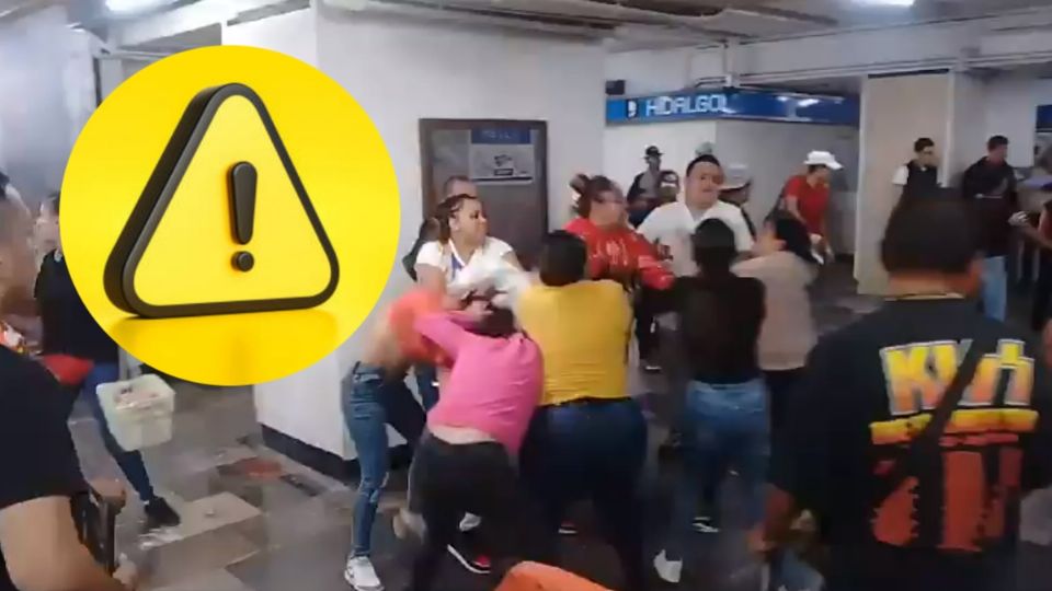 Este domingo se registró una riña entre presuntos vendedores ambulantes en la estación Hidalgo del Metro en Línea 2