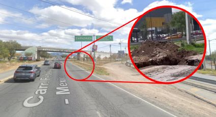Se hunde la México-Pachuca, conductores en peligro por hoyo de más de 3 metros | FOTOS