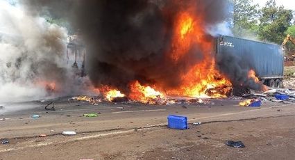 Choque e incendio en la autopista Siglo XXI causa caos vial