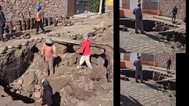 Socavón de 6 metros en Puebla se “traga” calle y se forma cascada | VIDEO