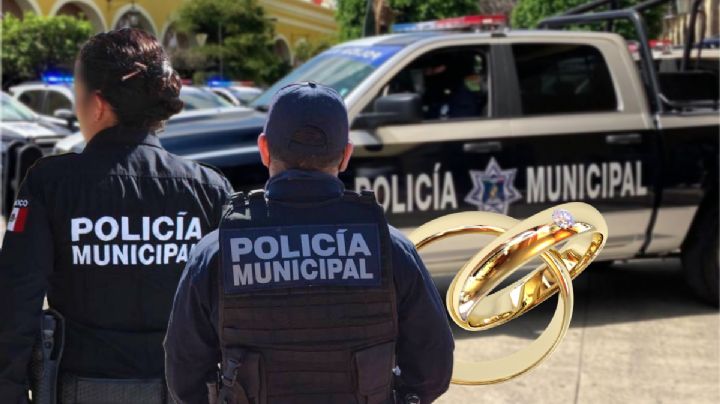 Jhafet y Margarita son policías municipales en Hidalgo y se casan en su comandancia; así el momento