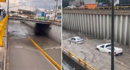 Se inundó el paso a desnivel de Hermanos Aldama en León