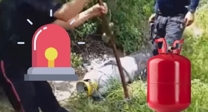 Alertan sobre tanque de gas con fuga a la orilla de esta carretera en Hidalgo