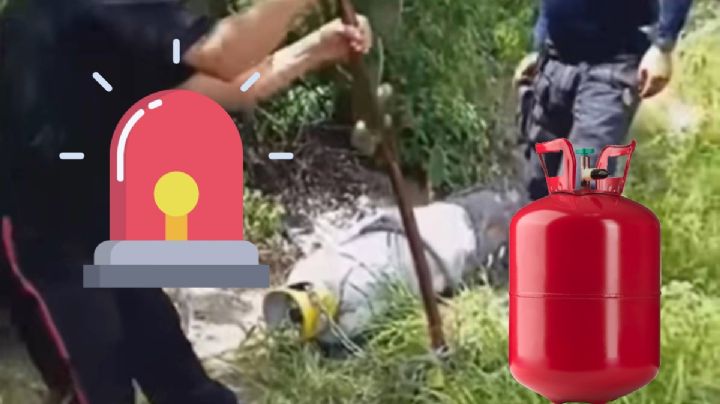 Alertan sobre tanque de gas con fuga a la orilla de esta carretera en Hidalgo