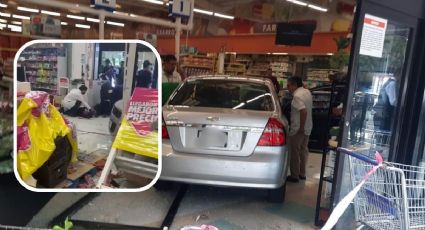 Mujer se vuelve viral al chocar su auto contra tienda de autoservicio en Río Churubusco | VIDEOS