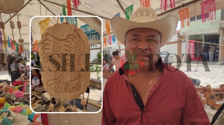 Don Ambrosio Domínguez elabora artesanías de madera en Soledad Atzompa