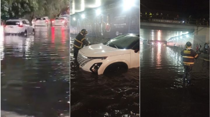Jardines del Pedregal bajo el agua; vehículos quedan atrapados en inundaciones