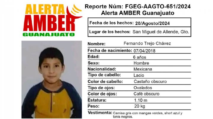 Reportan desaparición de niño de 6 años en San Miguel de Allende