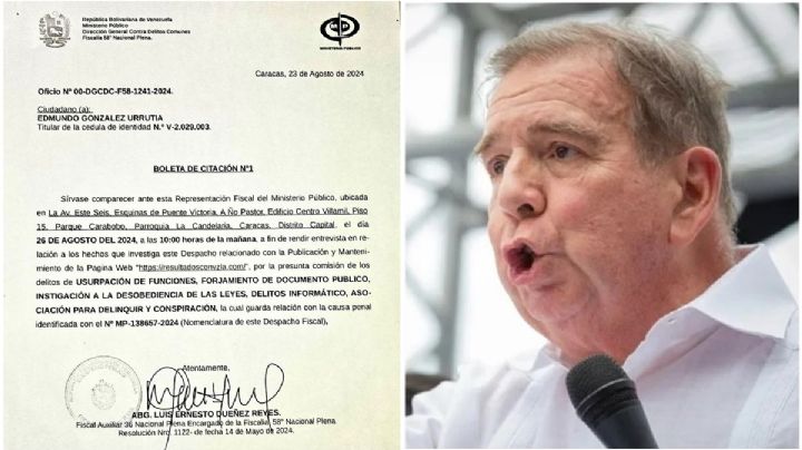 Venezuela: cita Gobierno a Edmundo González Urrutia; lo acusa de "conspiración"