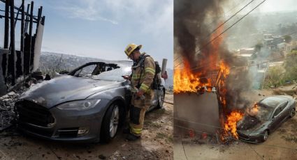 Tesla se incendia en Tijuana, dueño lo conectó a un diablito | VIDEO