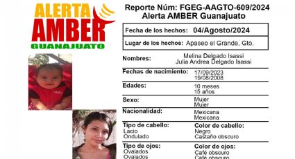 Buscan a bebé de 10 meses y a su hermana de 15 años en Apaseo el Grande