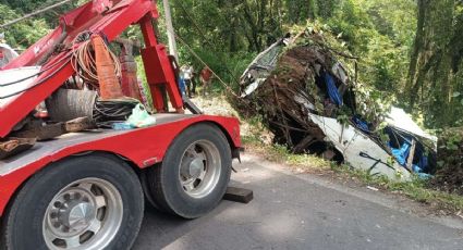 Retiran autobús de línea Terranova que cayó a barranco en Coscomatepec