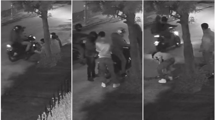 Moto ladrones amagan y asaltan a 3 jóvenes en calles de Pachuca | VIDEO