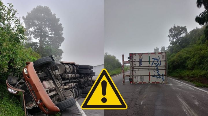 Accidente en Cumbres de Maltrata hoy 11 de septiembre; tráiler vuelca con tarimas de madera