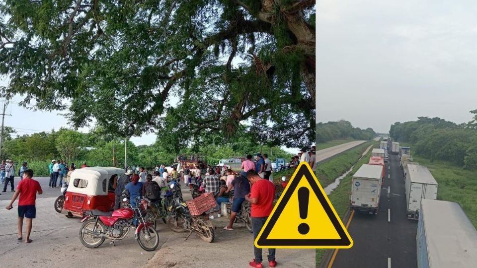 Caos en autopista Cosoleacaque - La Tijana; suma más de 12 horas bloqueada