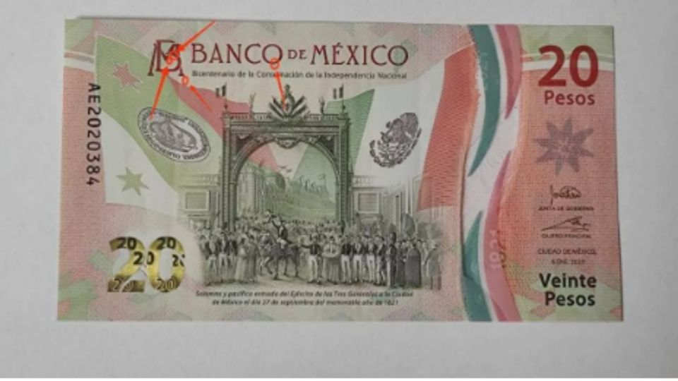 Este billete de 20 pesos es edición conmemorativa por el Bicentenario de la Independencia de México