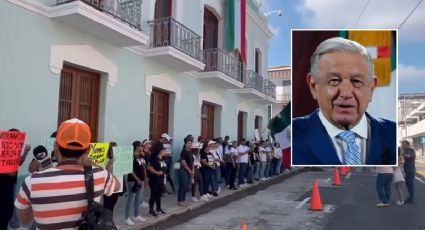 Previo a visita de AMLO a Veracruz, protestan trabajadores del Poder Judicial en Casa Benito Juárez