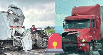 México-Tuxpan: Conductor destroza su camioneta al chocar contra tráiler; queda lesionado