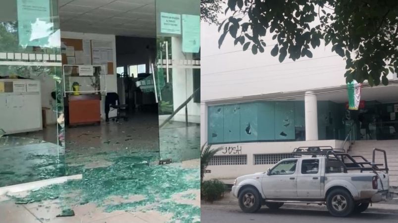 Un grupo de presuntos normalistas encapuchados cometieron actos vandálicos y causaron destrozos en comercios durante la marcha hacia el Zócalo de la Ciudad de Oaxaca.