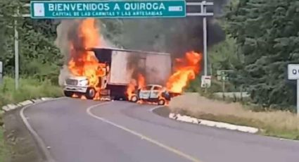 Presuntos grupos criminales bloquean carreteras e incendian vehículos en Michoacán