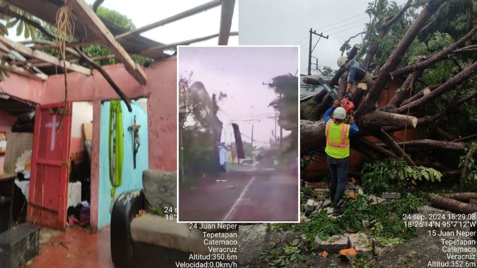 Azota tornado en Catemaco; deja viviendas sin techos y árboles caídos