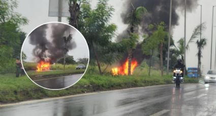 Esto sabemos del auto que se incendió en carretera Boca del Río Paso del Toro