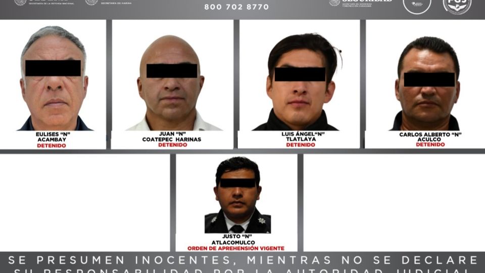 Los 5 comisarios detenidos en el Estado de México.