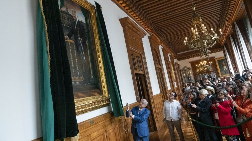 El retrato de AMLO en Palacio Nacional