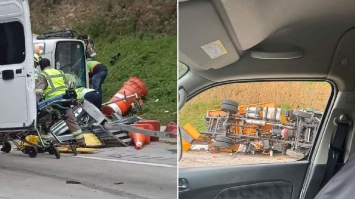 Carretera México-Puebla: Imágenes del accidente que causó la muerte de 3 empleados de Capufe