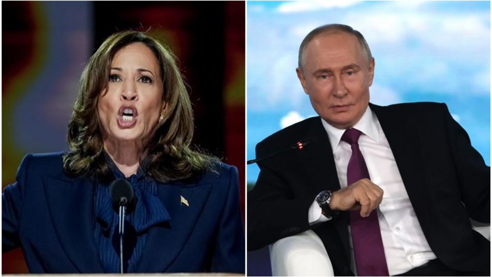 Kamala Harris, candidata demócrata a la presidencia de Estados Unidos y; Vladimir Putin, presidente de Rusia.